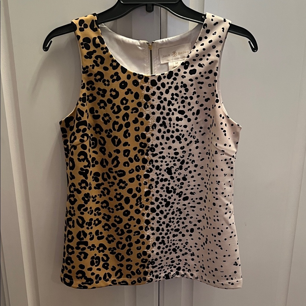 JB by Julie Brown Two-Tone Leopard Print Blouse